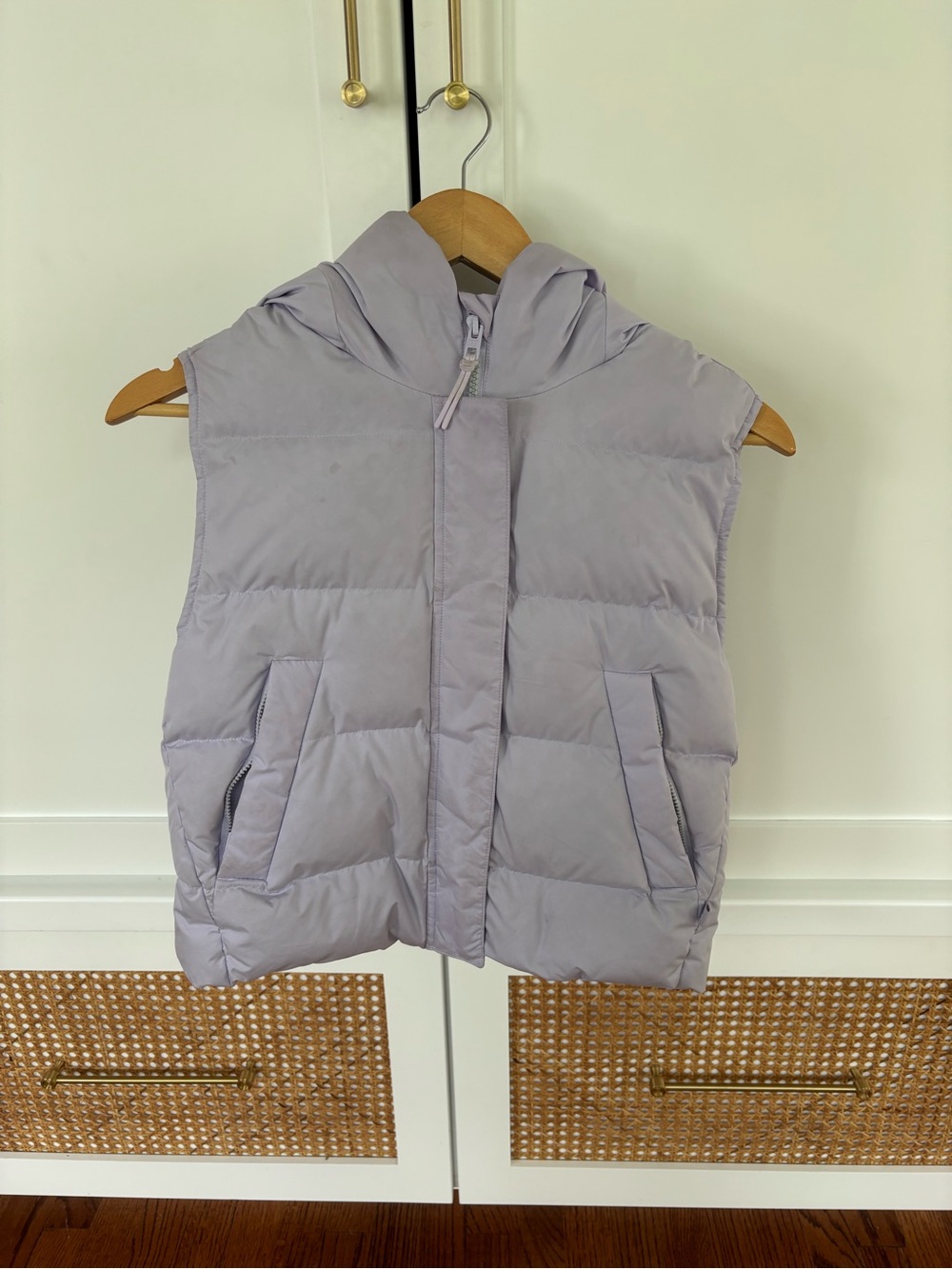 Athleta Girl Lavender Hooded Puffer Vest
